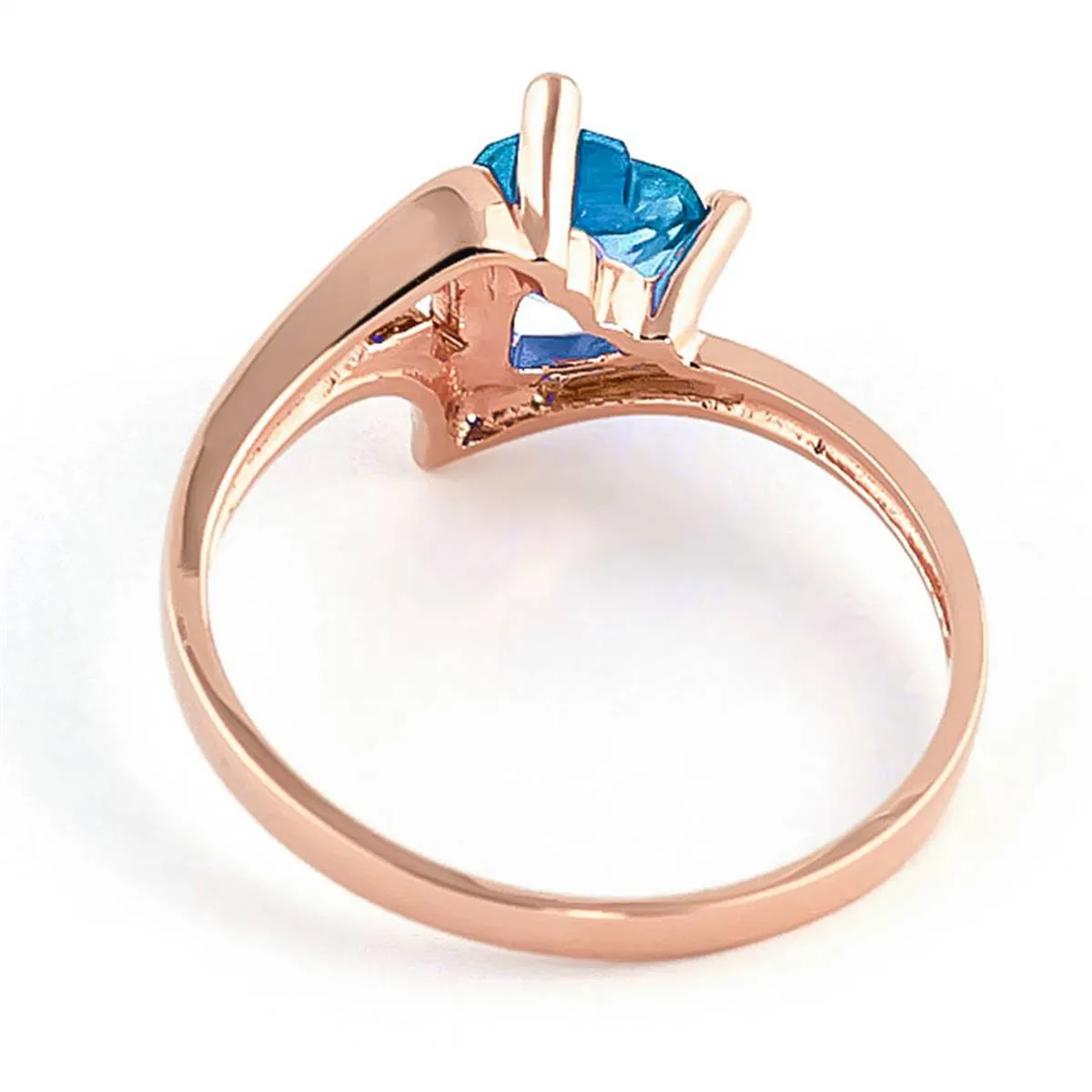 0.95 Carat 14K Solid Rose Gold Ring Natural Blue Topaz