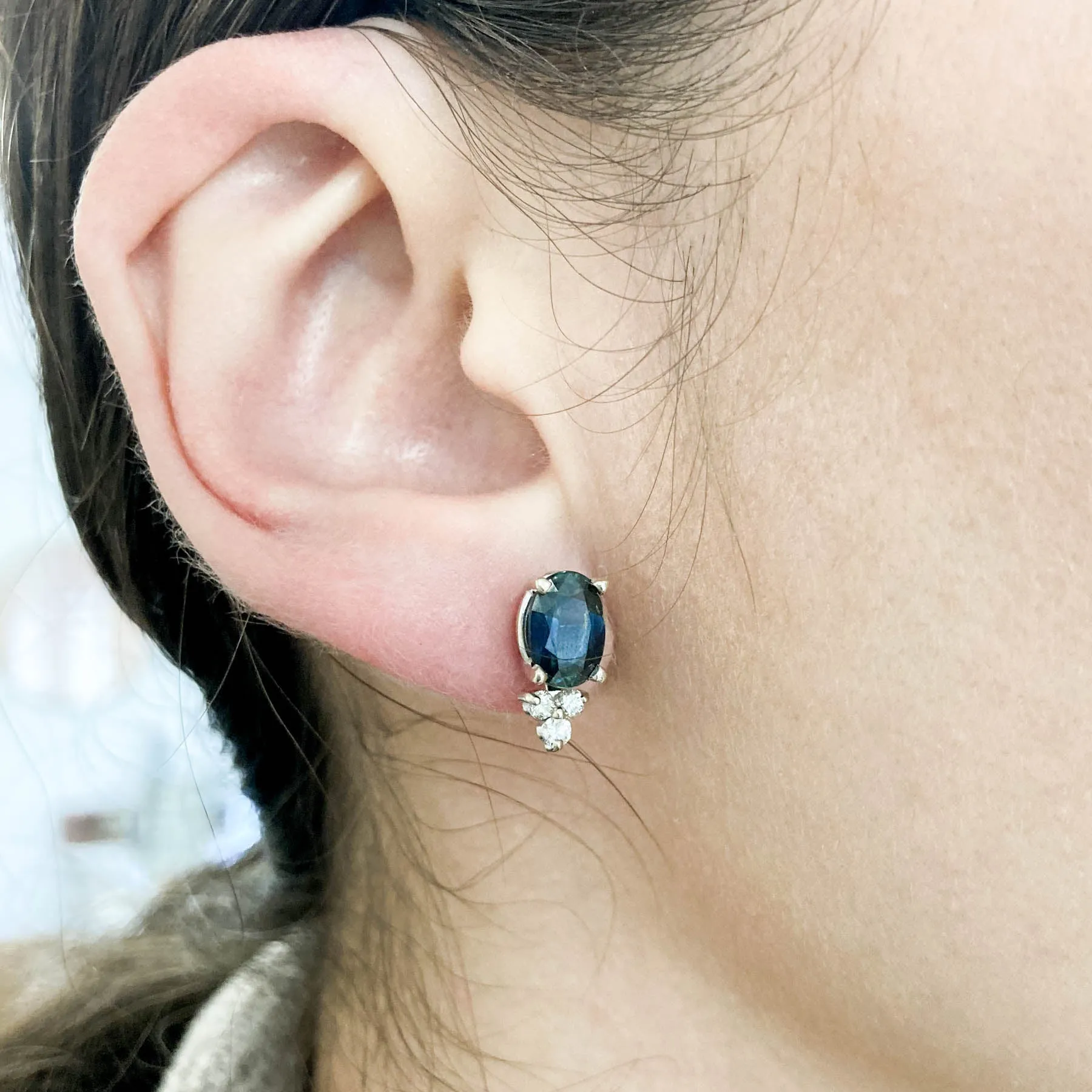 100 Ways' Oval Sapphire and Diamond Earrings | 3.18ctw, 0.21ctw |