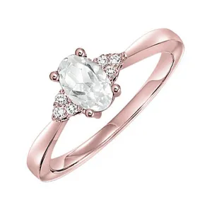 10Kt Rose Gold Diamond 1/20Ctw & White Topaz 3/8Ctw Ring