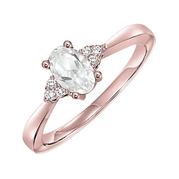 10Kt Rose Gold Diamond 1/20Ctw & White Topaz 3/8Ctw Ring