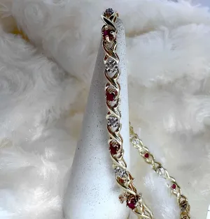 10kt yellow gold ruby bracelet