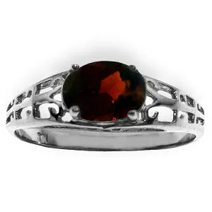1.15 Carat 14K Solid White Gold Filigree Ring Natural Garnet