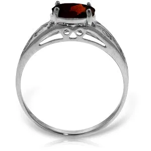 1.15 Carat 14K Solid White Gold Filigree Ring Natural Garnet
