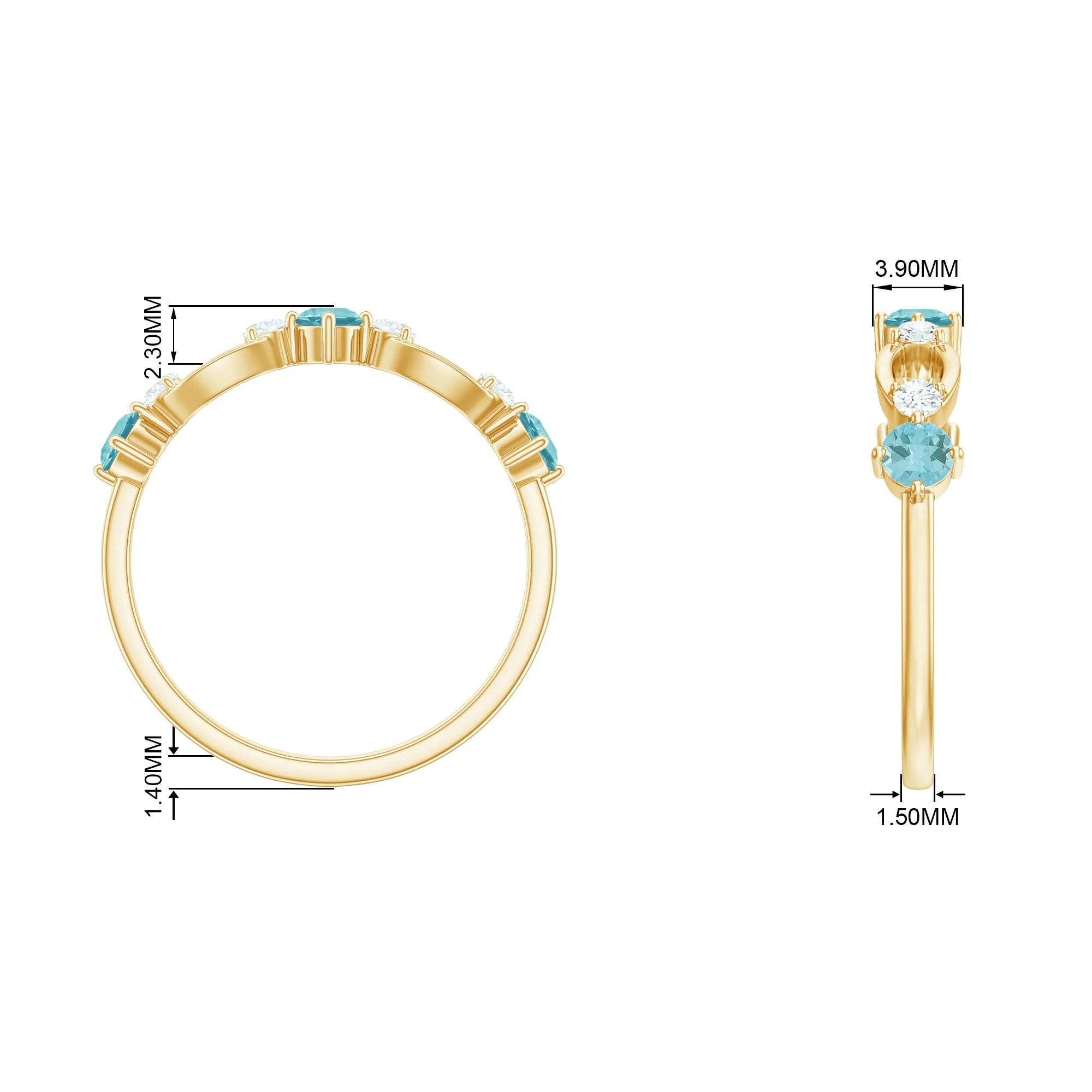 1/2 CT Sky Blue Topaz and Diamond Minimal Promise Ring