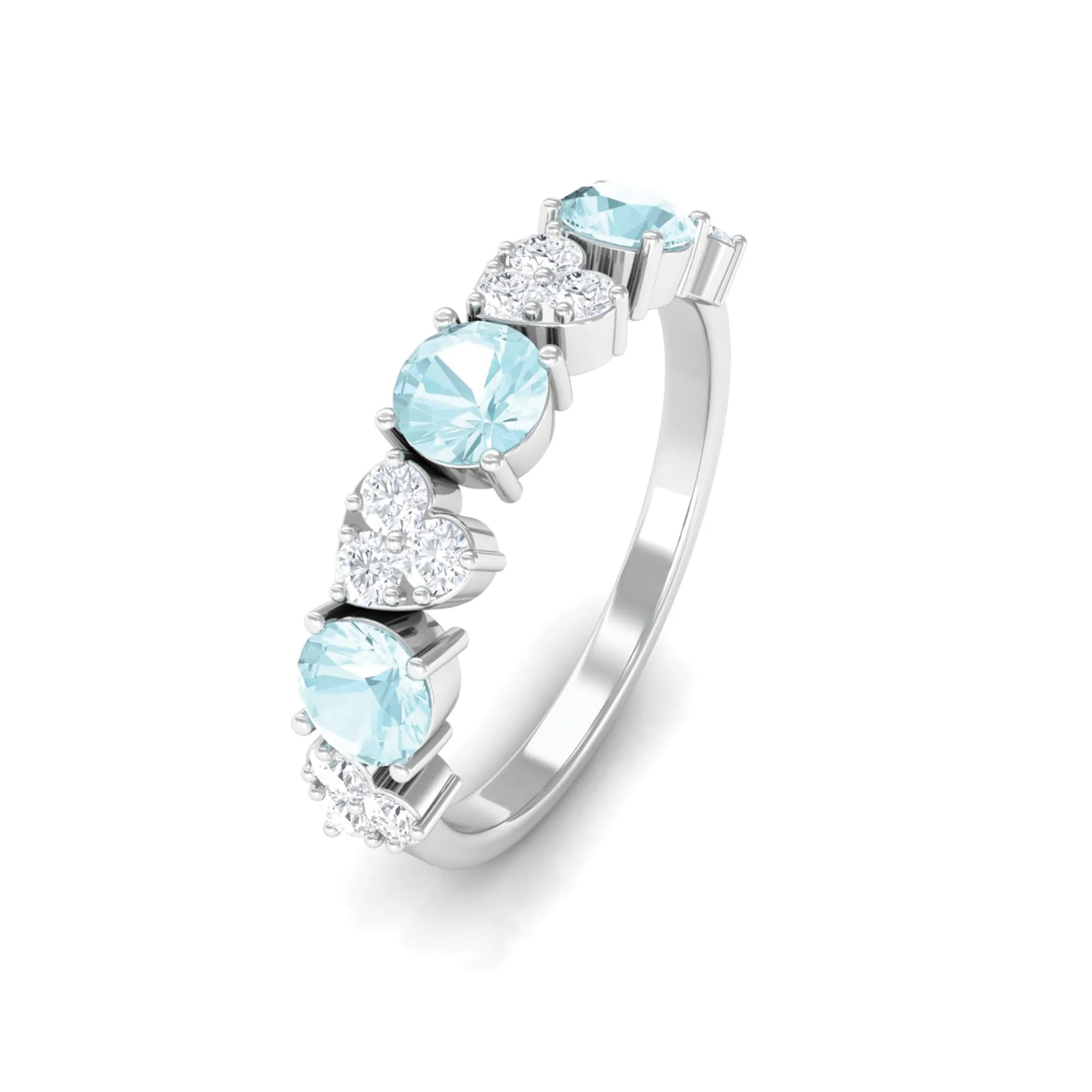 1.25 CT Alternate Sky Blue Topaz and Diamond Half Eternity Ring