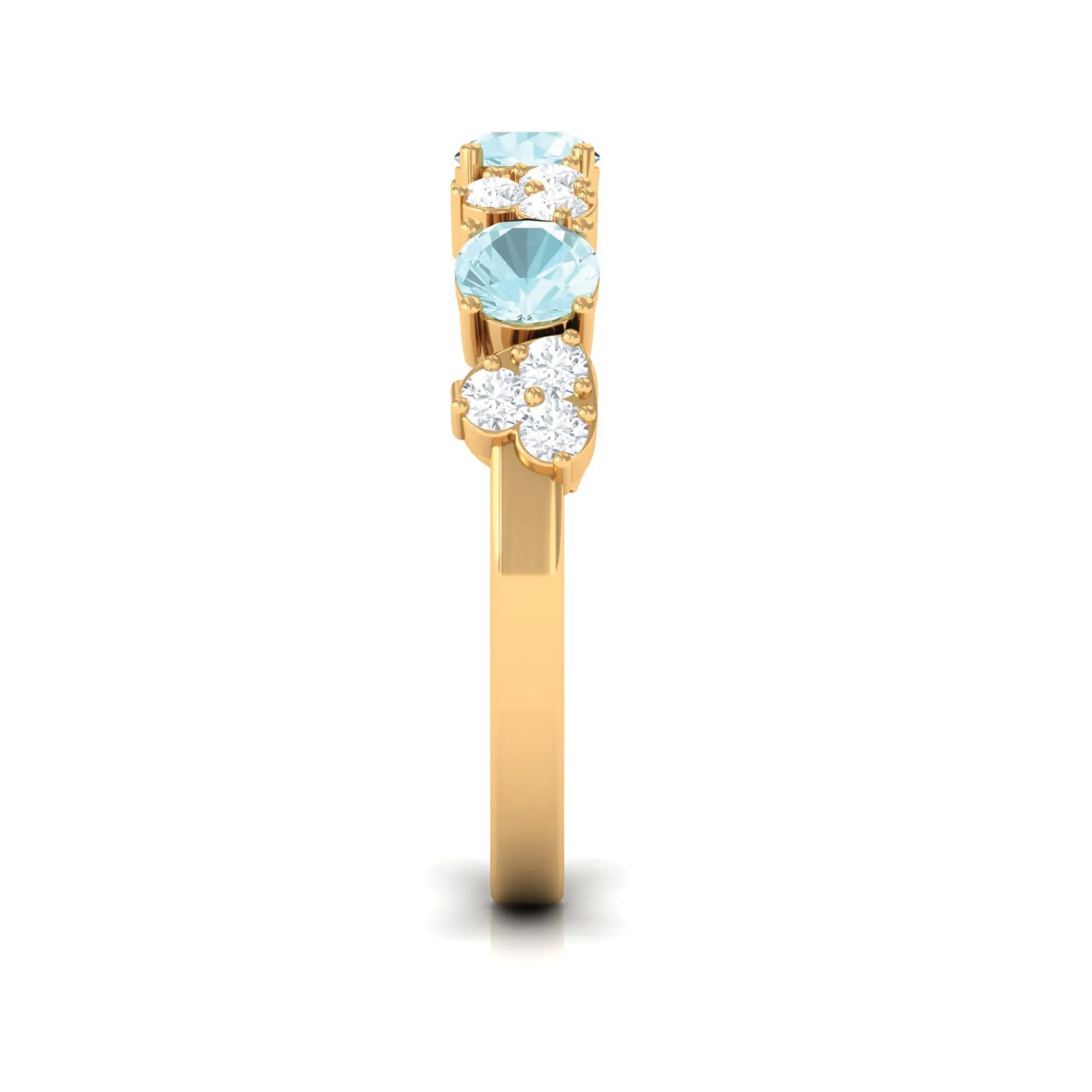 1.25 CT Alternate Sky Blue Topaz and Diamond Half Eternity Ring