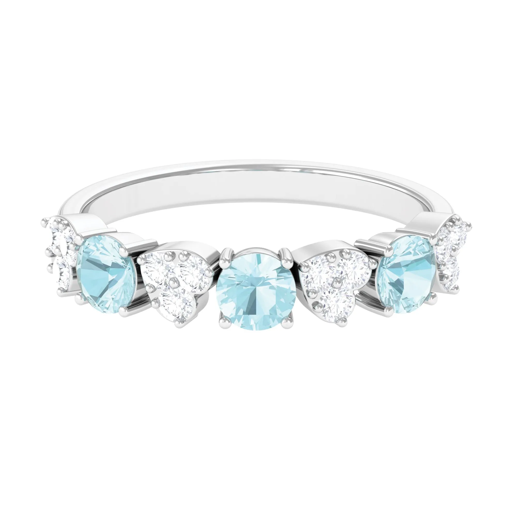 1.25 CT Alternate Sky Blue Topaz and Diamond Half Eternity Ring