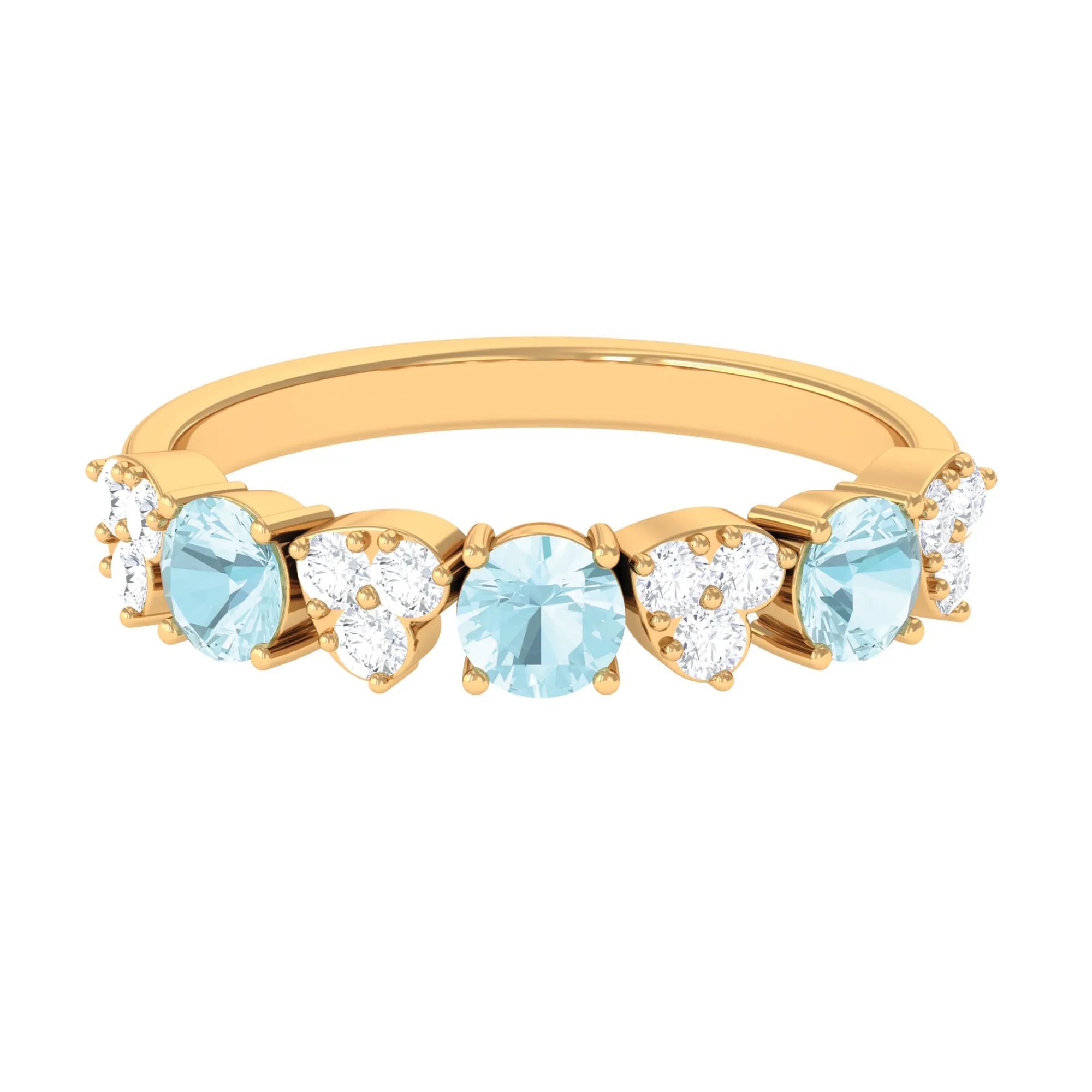1.25 CT Alternate Sky Blue Topaz and Diamond Half Eternity Ring