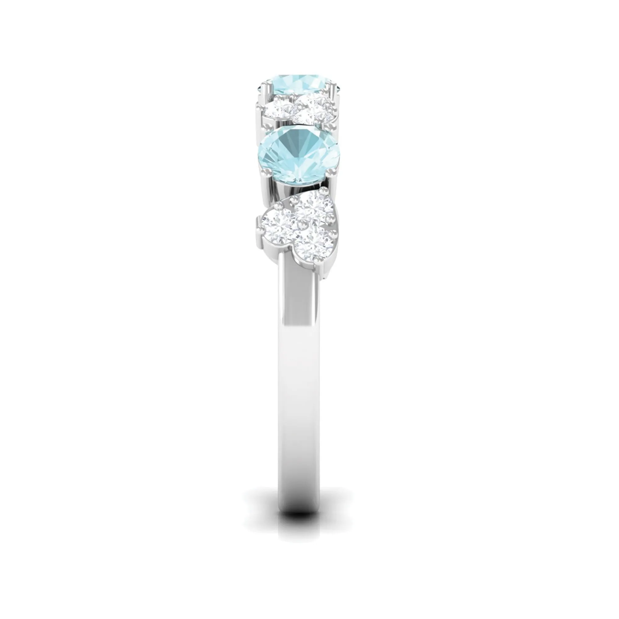 1.25 CT Alternate Sky Blue Topaz and Diamond Half Eternity Ring