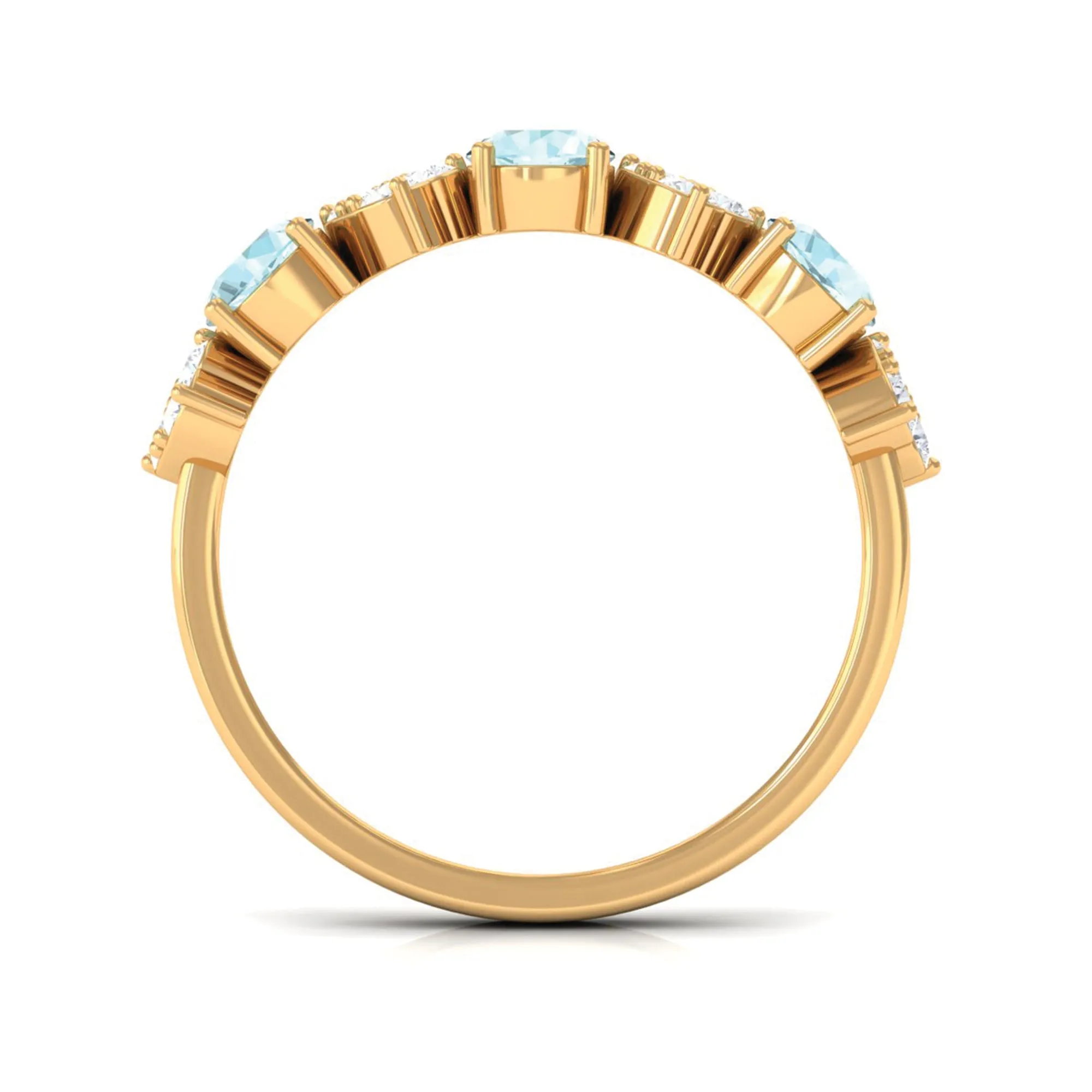 1.25 CT Alternate Sky Blue Topaz and Diamond Half Eternity Ring