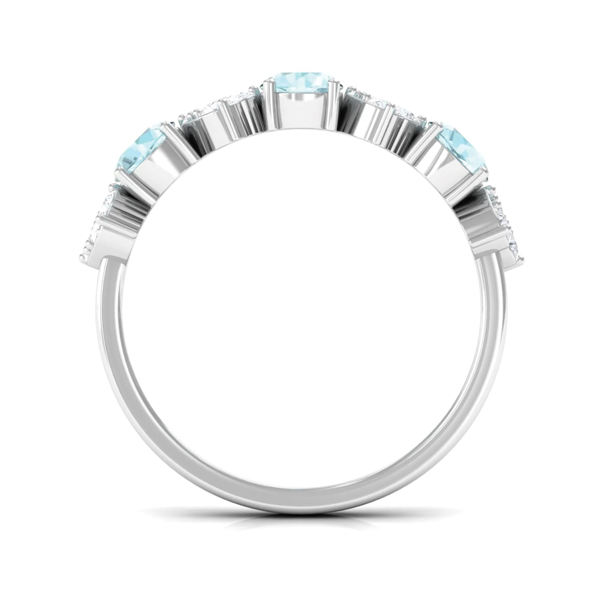 1.25 CT Alternate Sky Blue Topaz and Diamond Half Eternity Ring