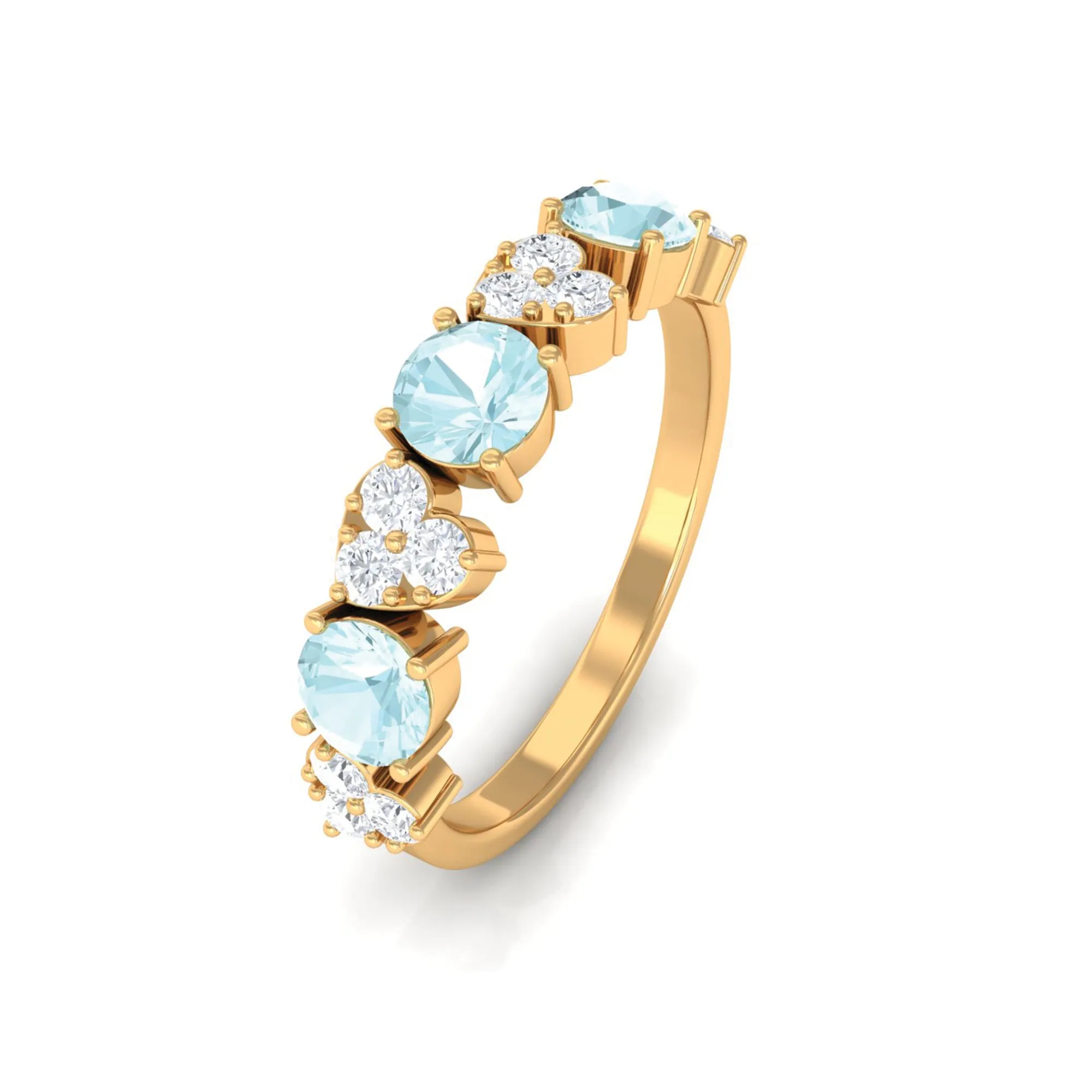 1.25 CT Alternate Sky Blue Topaz and Diamond Half Eternity Ring