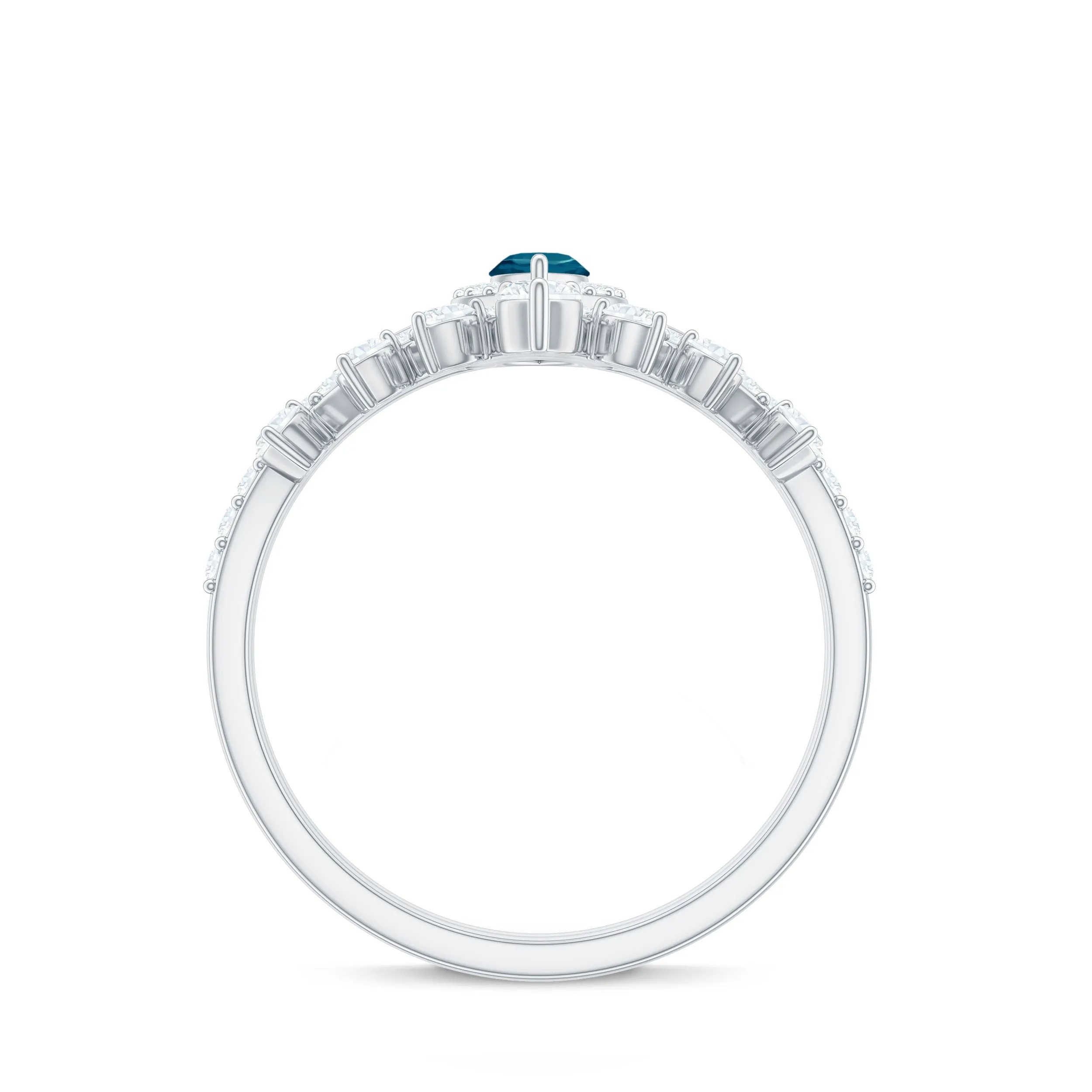 1.25 CT Designer London Blue Topaz and Diamond Ring Set
