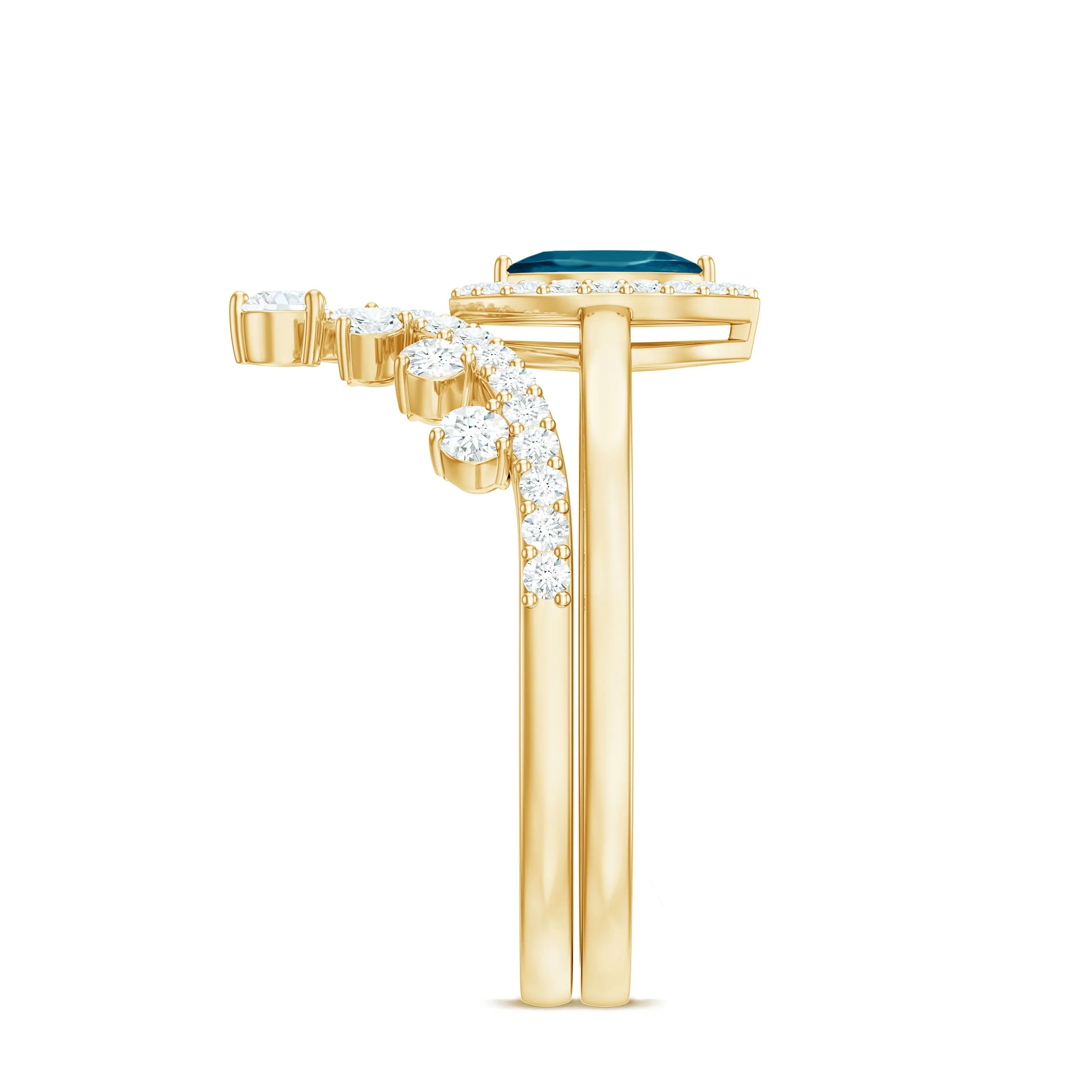 1.25 CT Designer London Blue Topaz and Diamond Ring Set