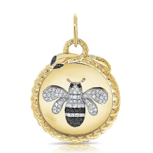 14k Gold & Black Diamond Bumble Bee Charm - 0.23ct