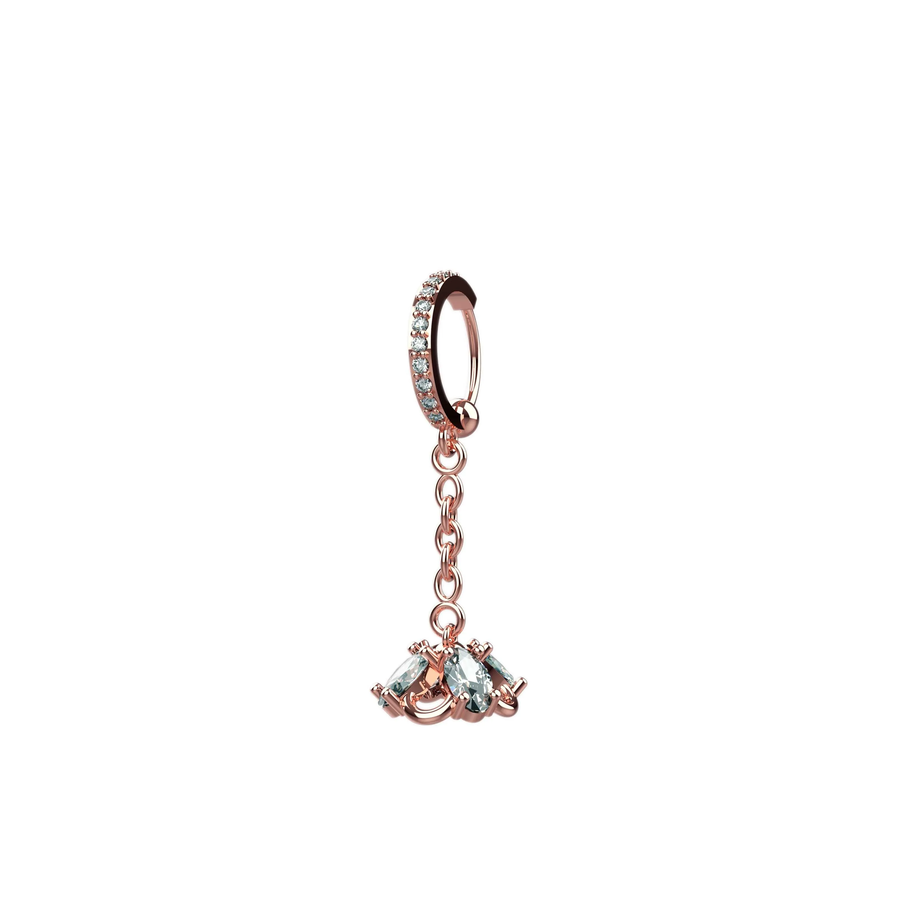 14k Gold Nose Ring Hoop – Dangling Nose Ring &  Nose Chain Hoop