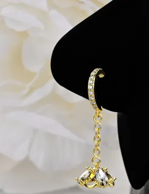 14k Gold Nose Ring Hoop – Dangling Nose Ring &  Nose Chain Hoop