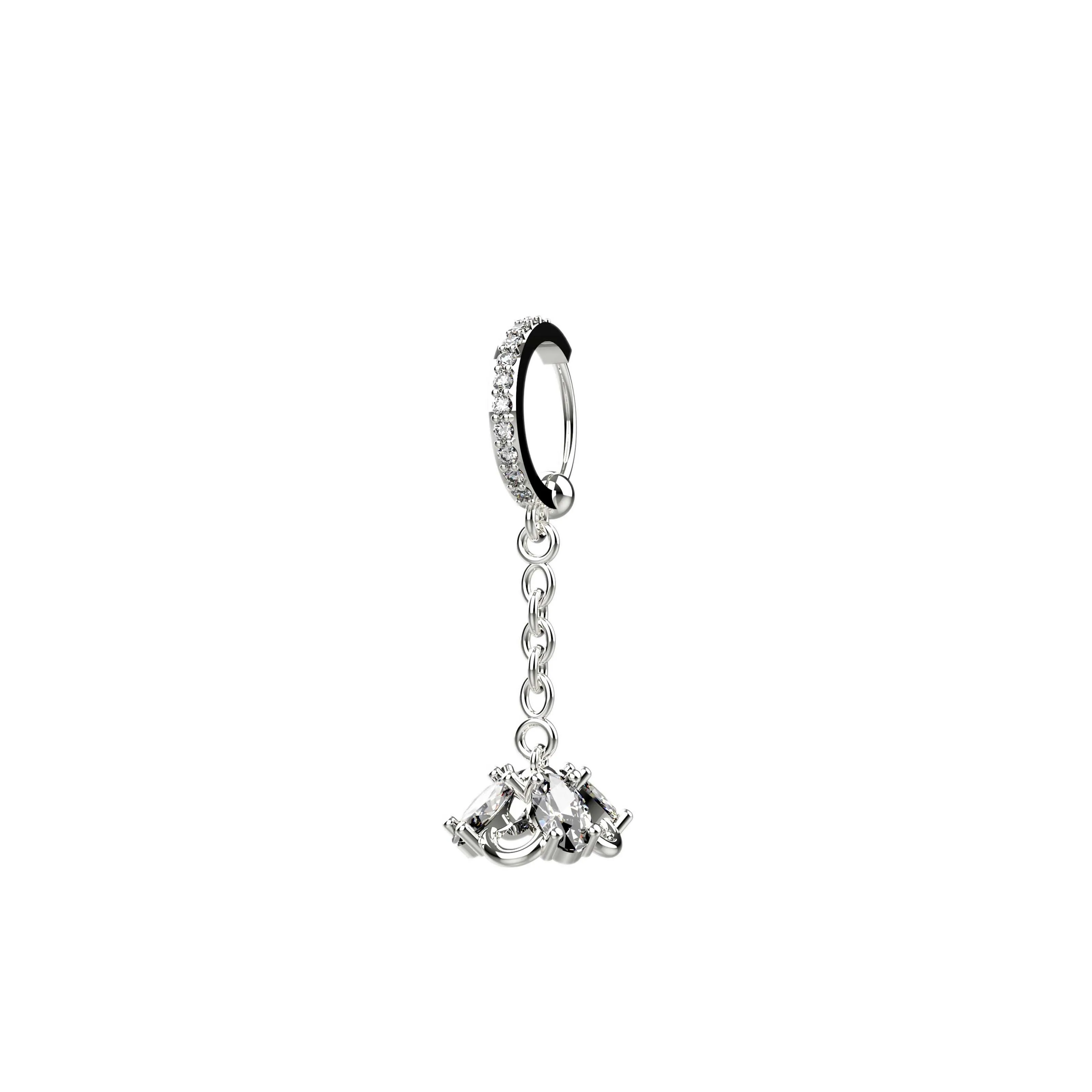 14k Gold Nose Ring Hoop – Dangling Nose Ring &  Nose Chain Hoop