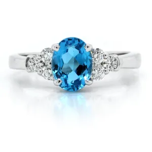 14K White Gold Blue Topaz Ring