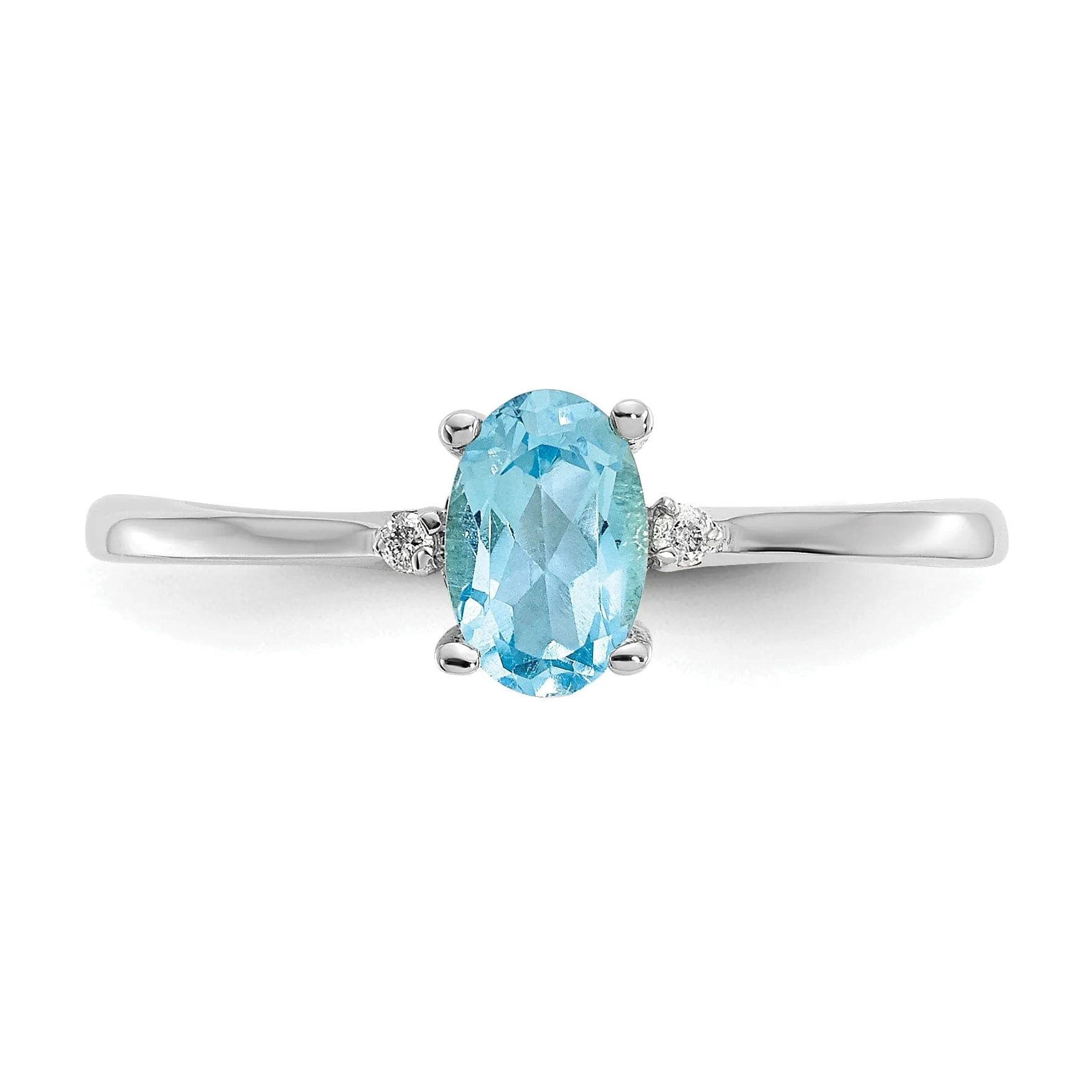 14k White Gold Diamond Blue Topaz Ring