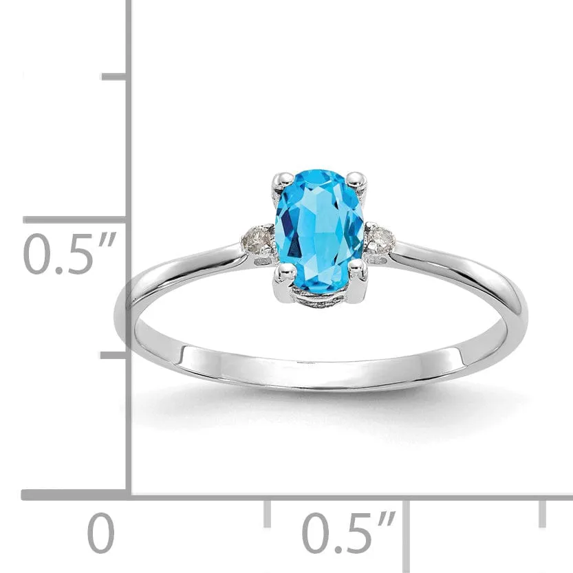 14k White Gold Diamond Blue Topaz Ring