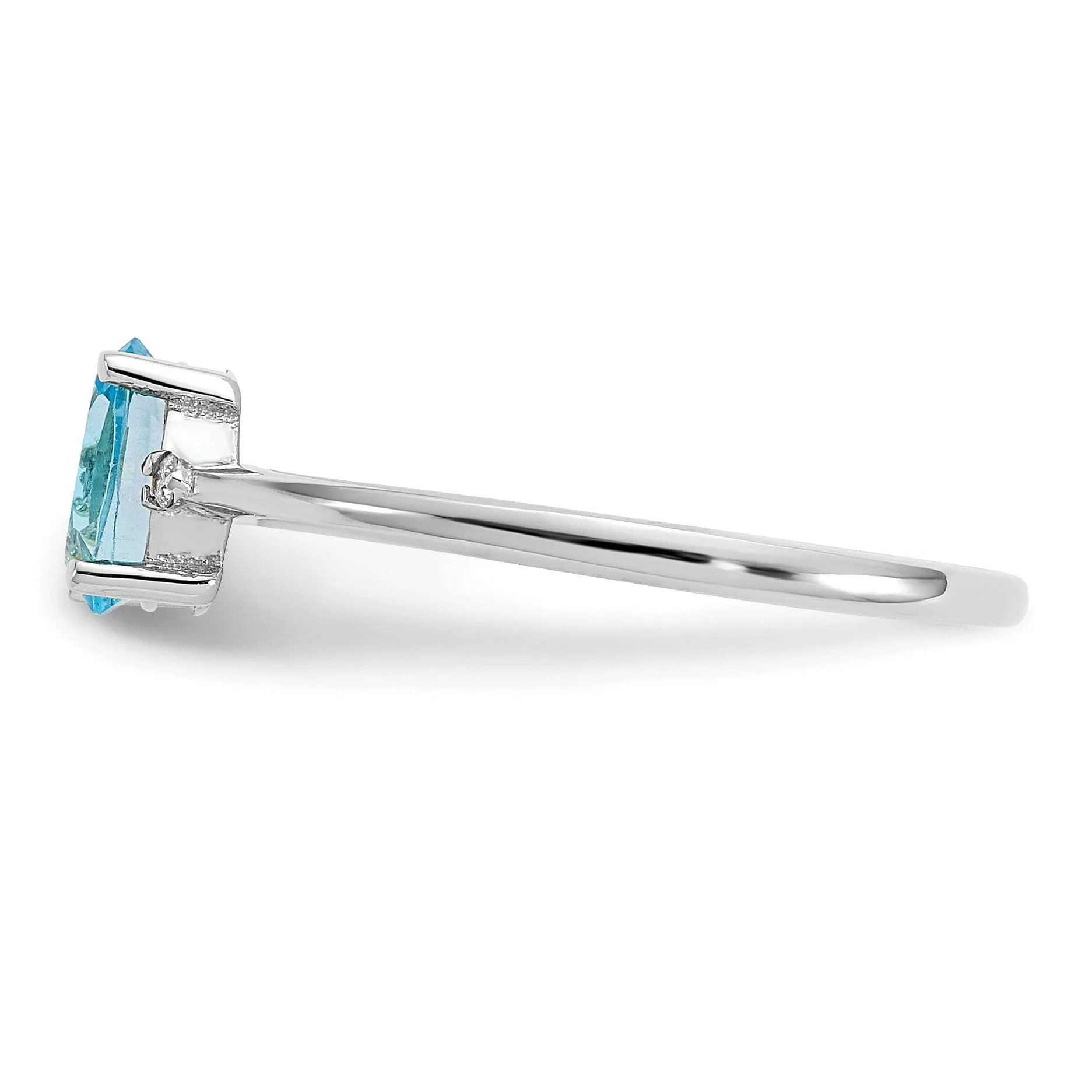 14k White Gold Diamond Blue Topaz Ring