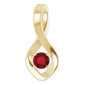 14K Yellow 4 mm Round Natural Mozambique Garnet Pendant