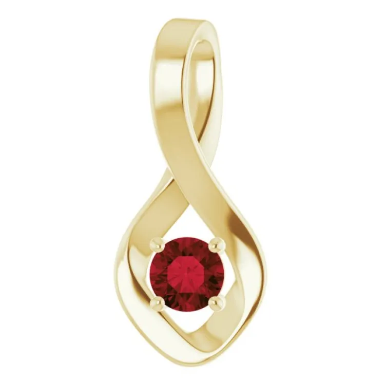 14K Yellow 4 mm Round Natural Mozambique Garnet Pendant
