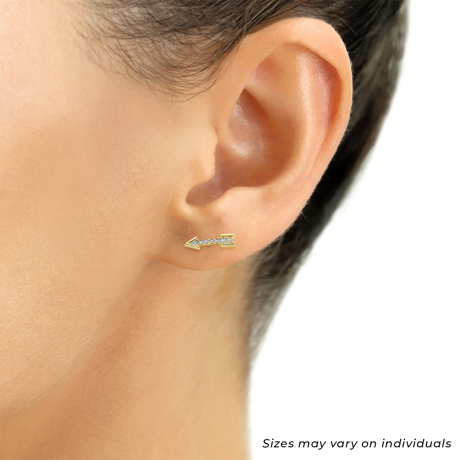 14k Yellow Gold Arrow CZ Stud Earrings with Screwbacks