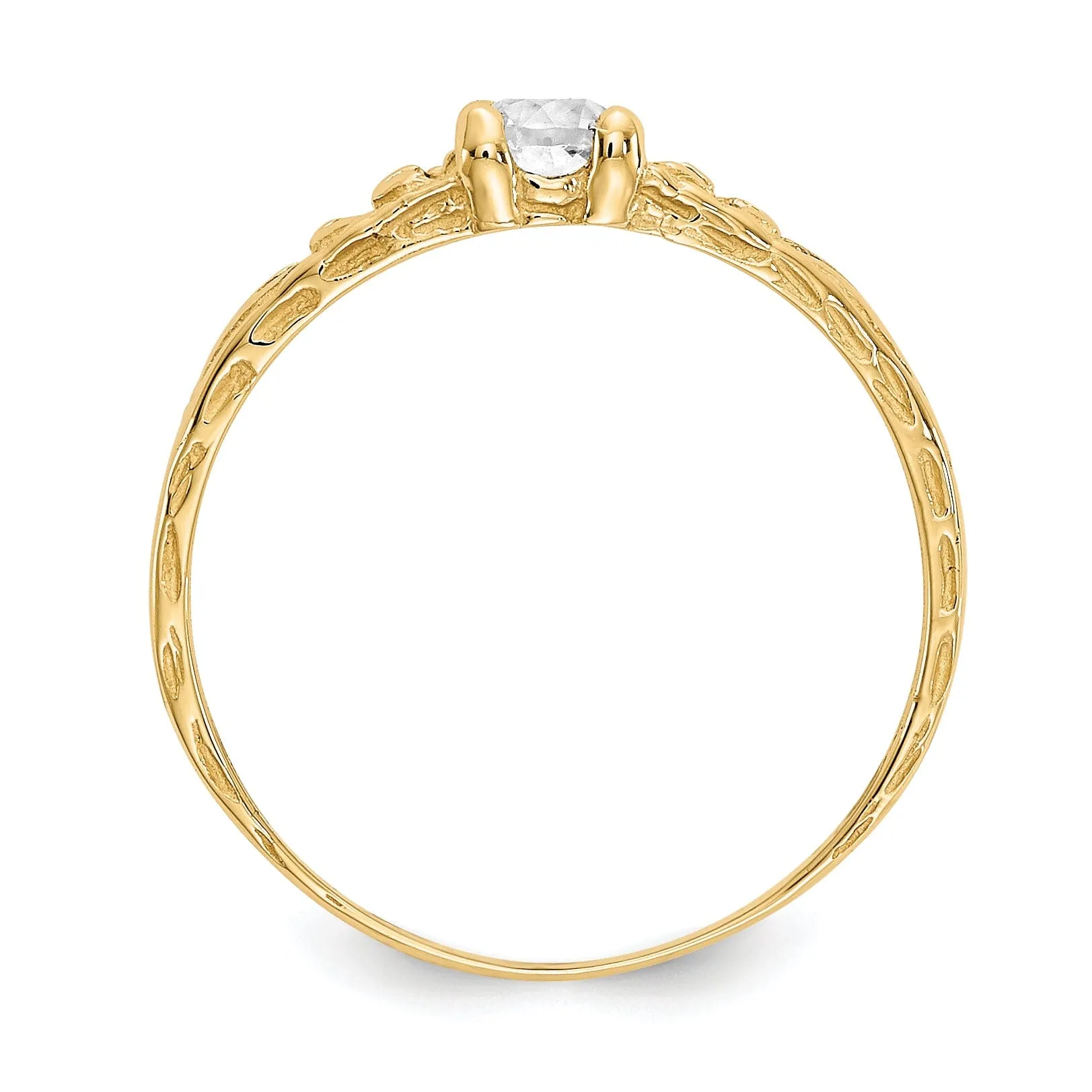 14k Yellow Gold White Topaz Birthstone Baby Ring