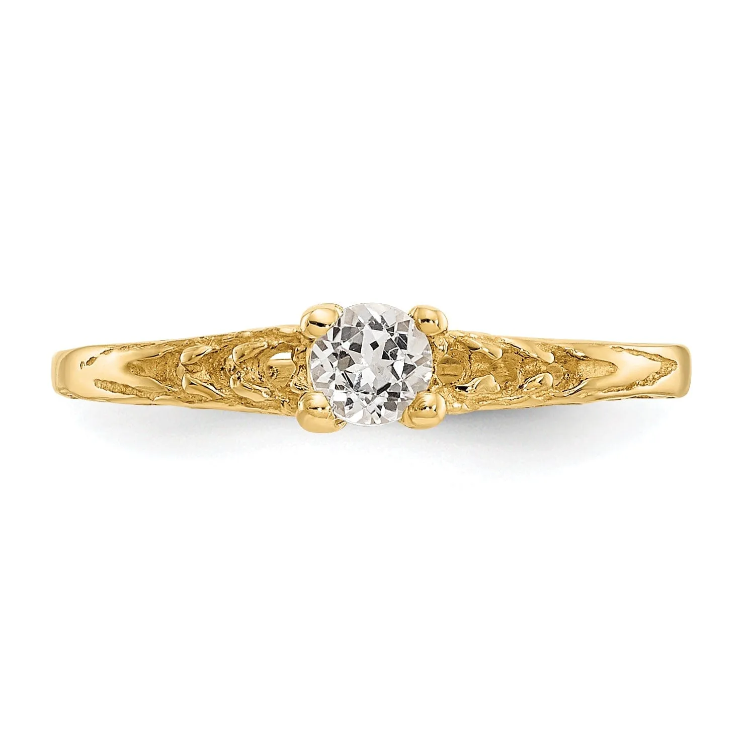 14k Yellow Gold White Topaz Birthstone Baby Ring