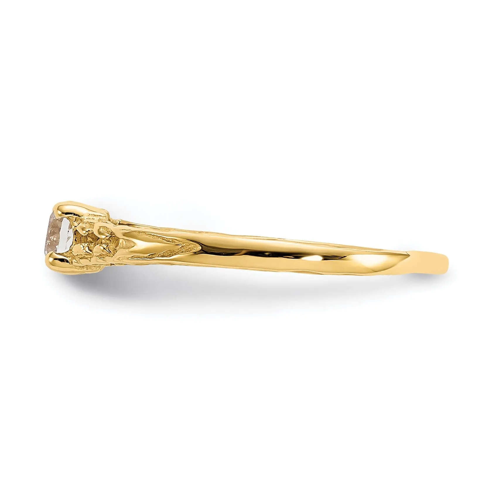 14k Yellow Gold White Topaz Birthstone Baby Ring