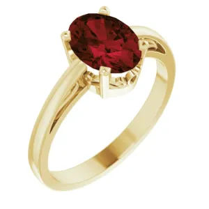 14K Yellow Natural Mozambique Garnet Solitaire Ring