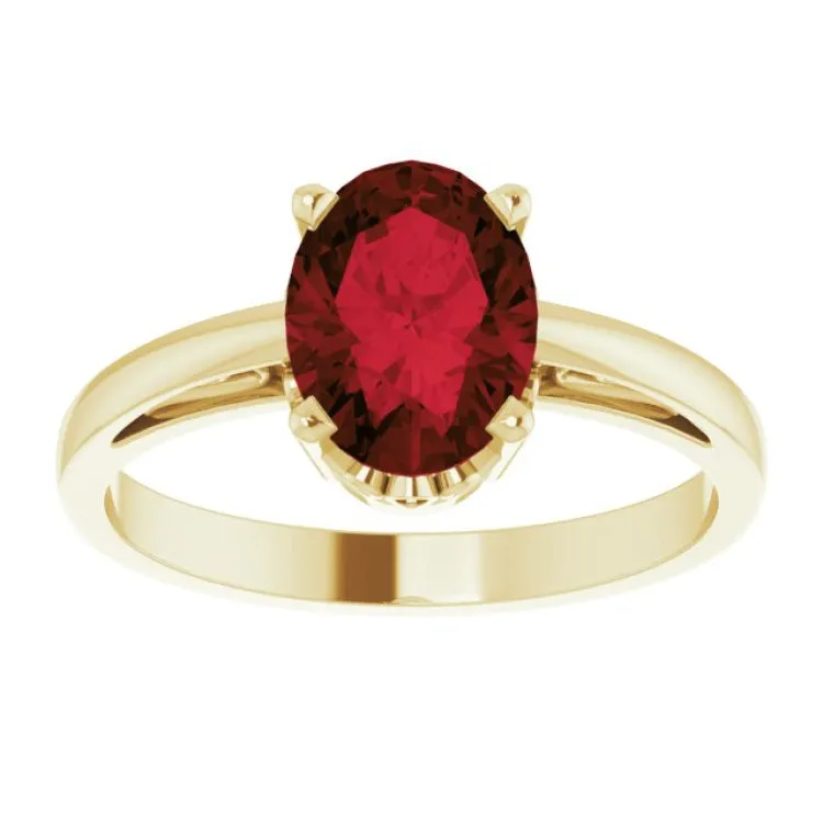14K Yellow Natural Mozambique Garnet Solitaire Ring