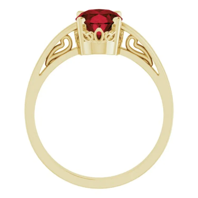 14K Yellow Natural Mozambique Garnet Solitaire Ring