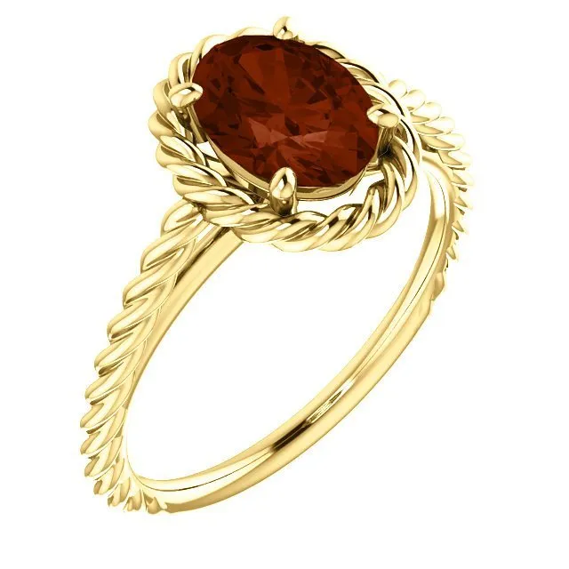 14KT GOLD 2.00 CARAT OVAL GARNET RING