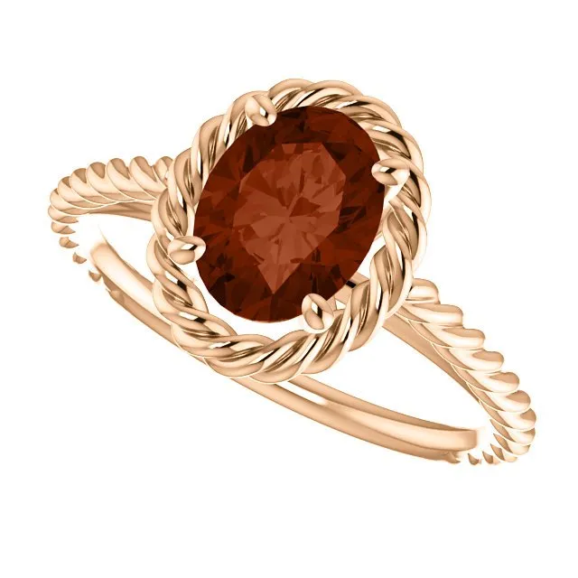 14KT GOLD 2.00 CARAT OVAL GARNET RING