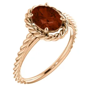 14KT GOLD 2.00 CARAT OVAL GARNET RING