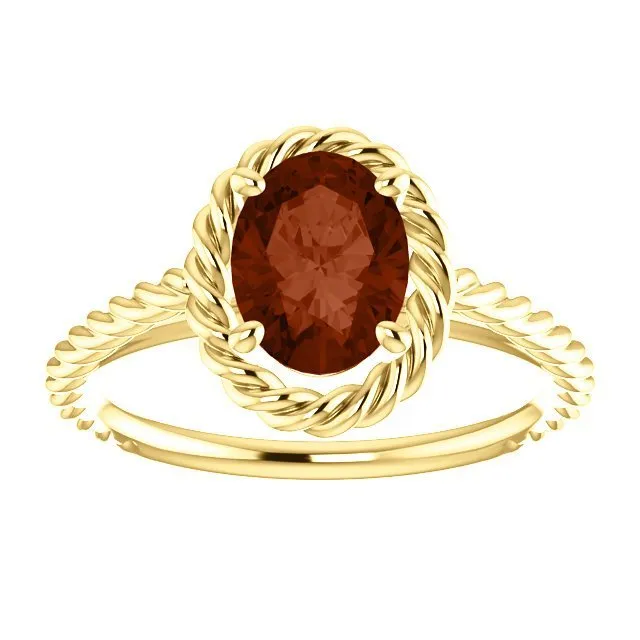 14KT GOLD 2.00 CARAT OVAL GARNET RING