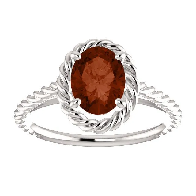 14KT GOLD 2.00 CARAT OVAL GARNET RING