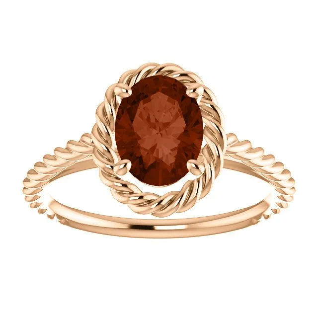 14KT GOLD 2.00 CARAT OVAL GARNET RING