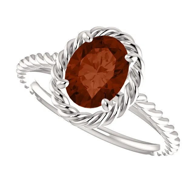 14KT GOLD 2.00 CARAT OVAL GARNET RING