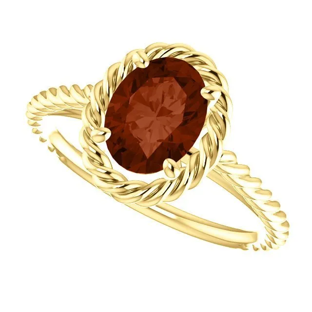14KT GOLD 2.00 CARAT OVAL GARNET RING