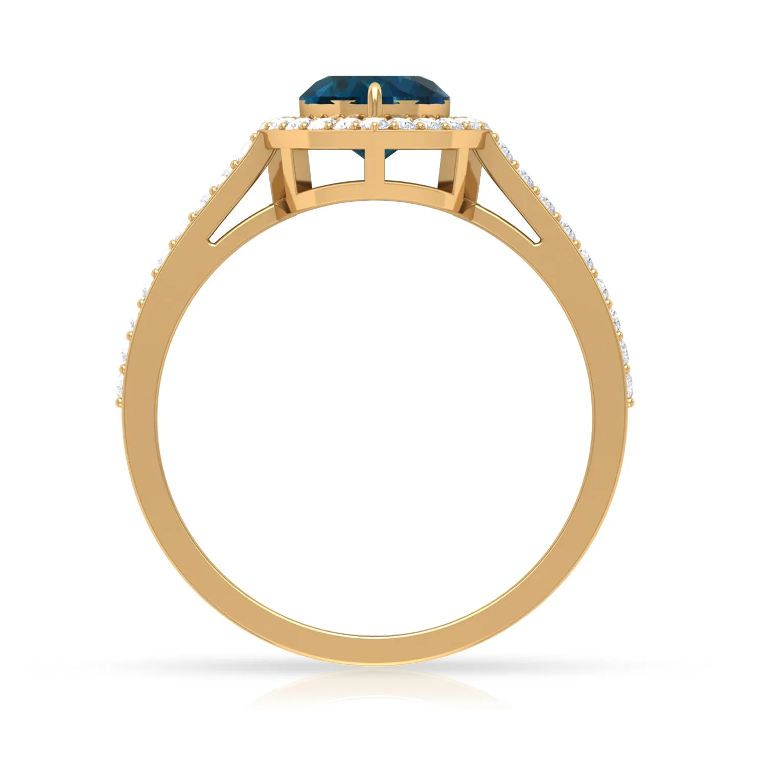 1.50 CT Heart Shape London Blue Topaz Engagement Ring with Diamond Accent