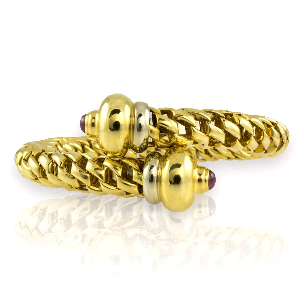 18 Kt Yellow Gold Bangle Circle Braid Ladies' Bracelet