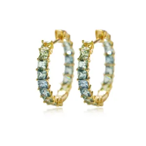 18k Gold Custom Sapphire Large Hoop Princess Earrings