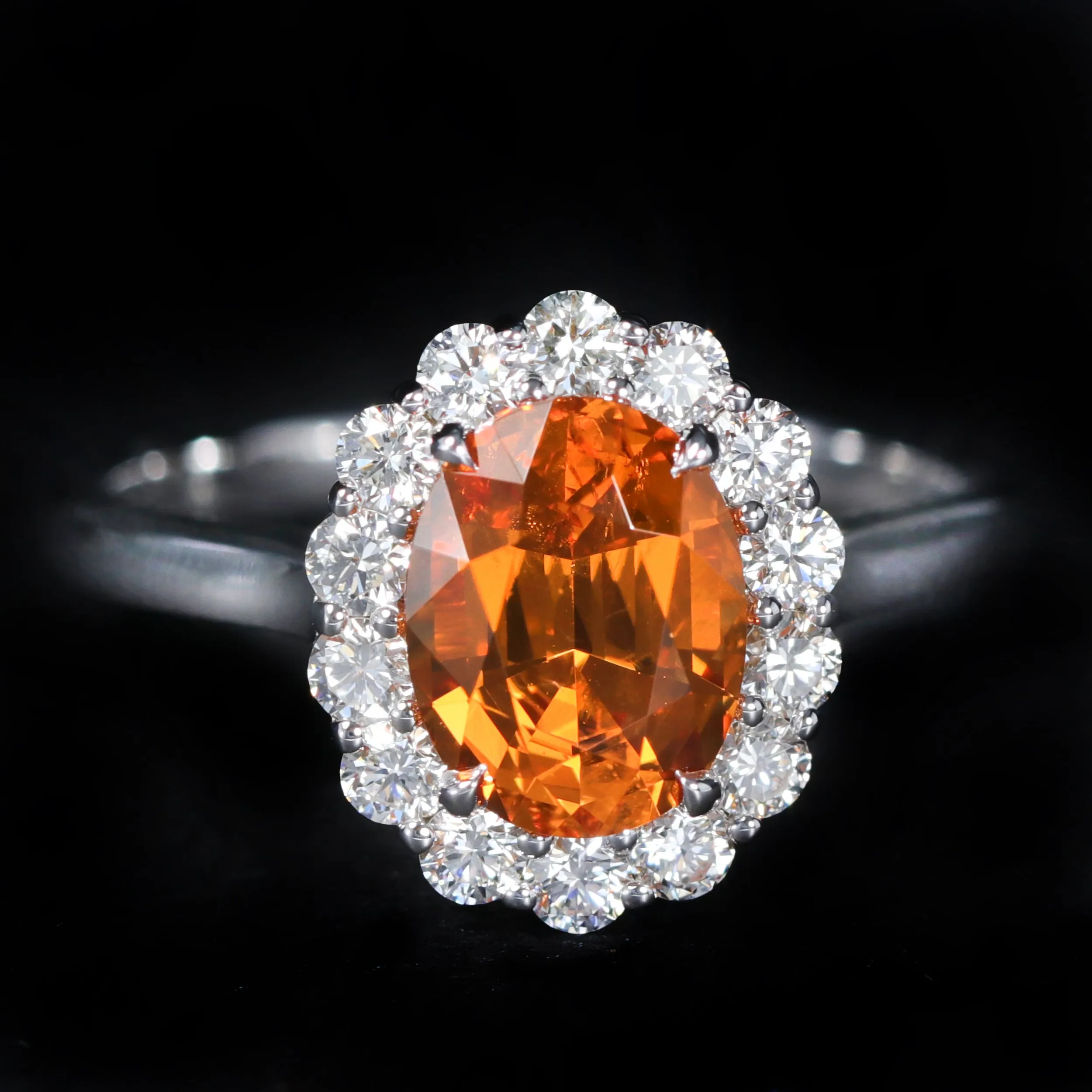 18K White Gold 2.28 Carat Garnet and Diamond Ring
