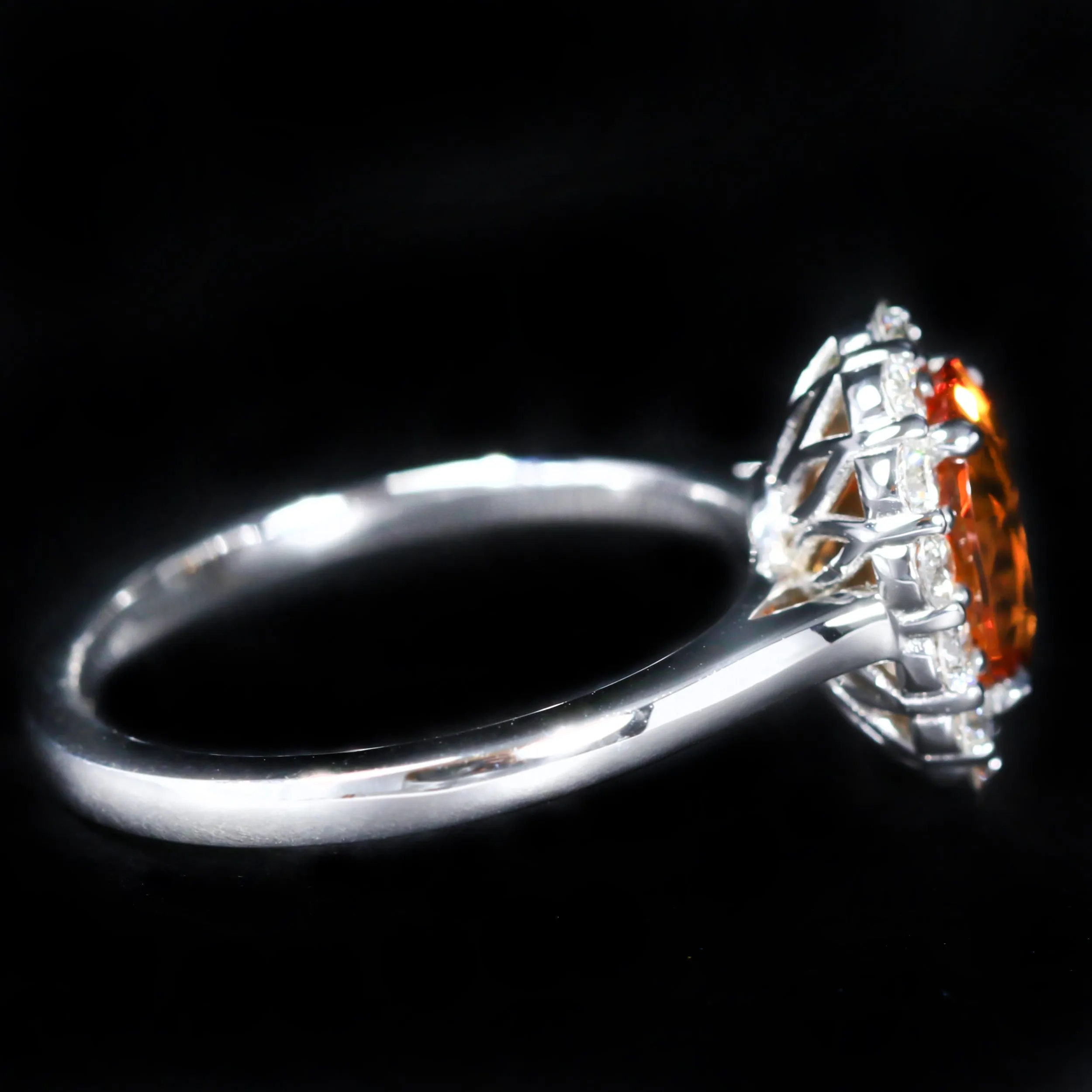 18K White Gold 2.28 Carat Garnet and Diamond Ring
