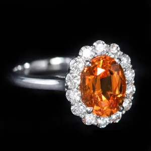 18K White Gold 2.28 Carat Garnet and Diamond Ring