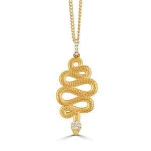 18K YELLOW GOLD DIAMOND SERPENT NECKLACE